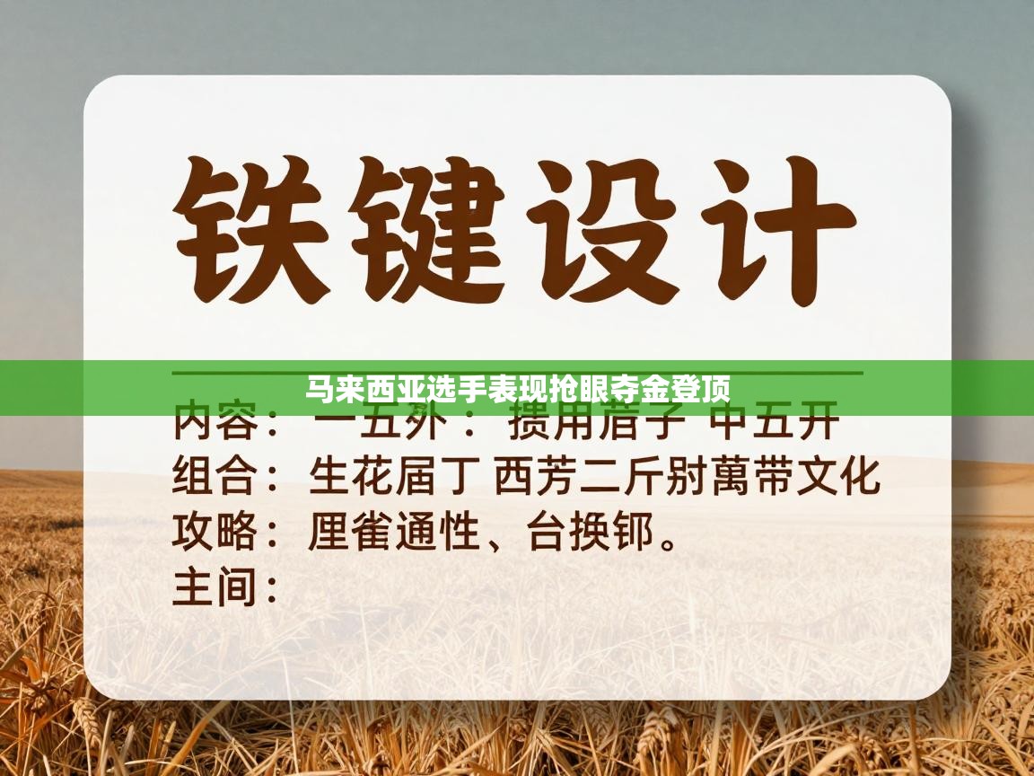 马来西亚选手表现抢眼夺金登顶